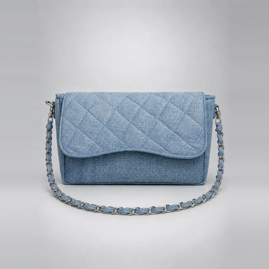 Allure Dune Handbag – upcycled denim bag, front view