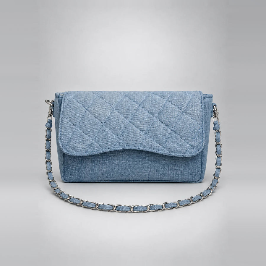 Allure Dune Handbag – upcycled denim bag, front view