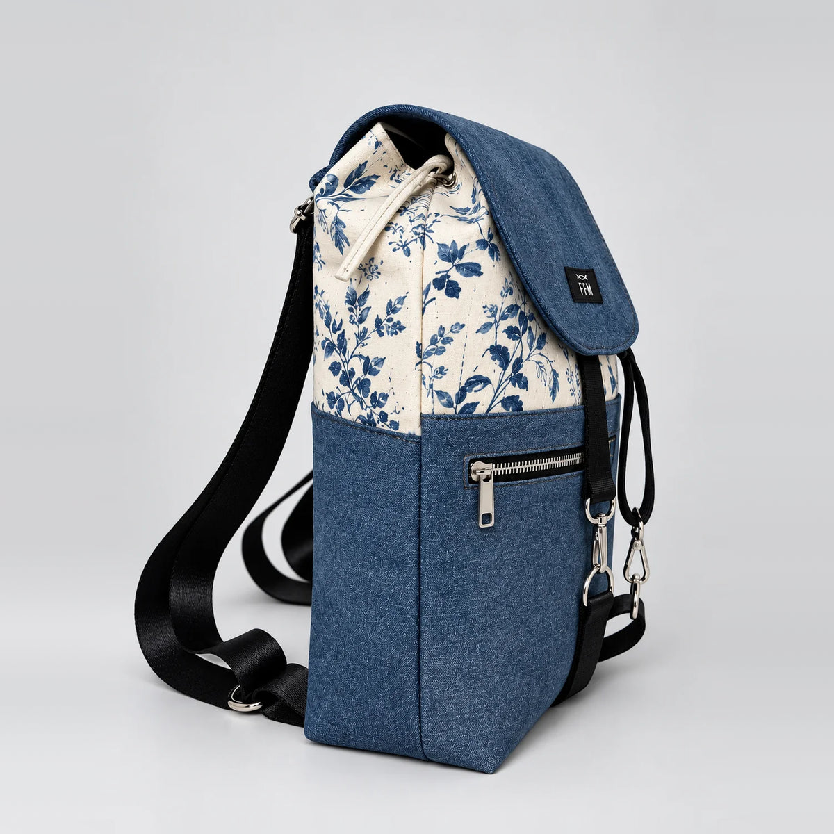 Anchor Stride Backpack – upcycled denim bag, view 3 of 5