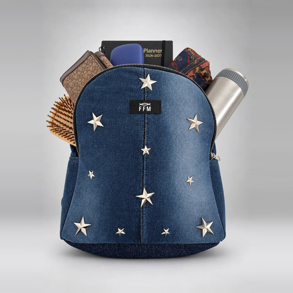 Aura Stride Mini Backpack – upcycled denim bag, view 5 of 5