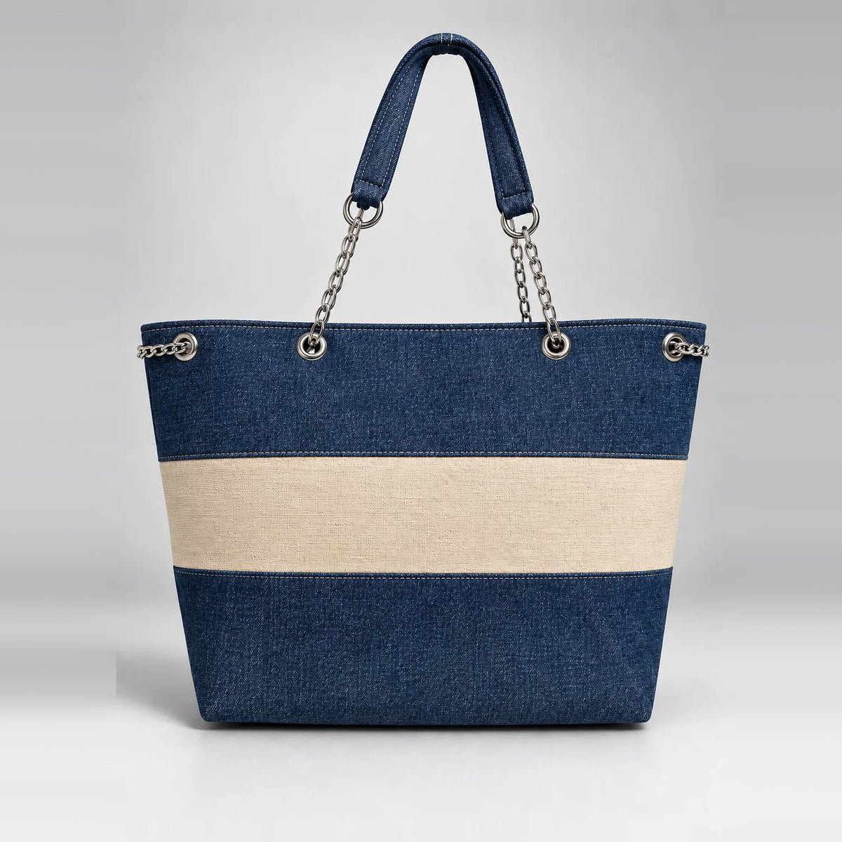 Azure Horizontal Tote – upcycled denim bag, view 4 of 7