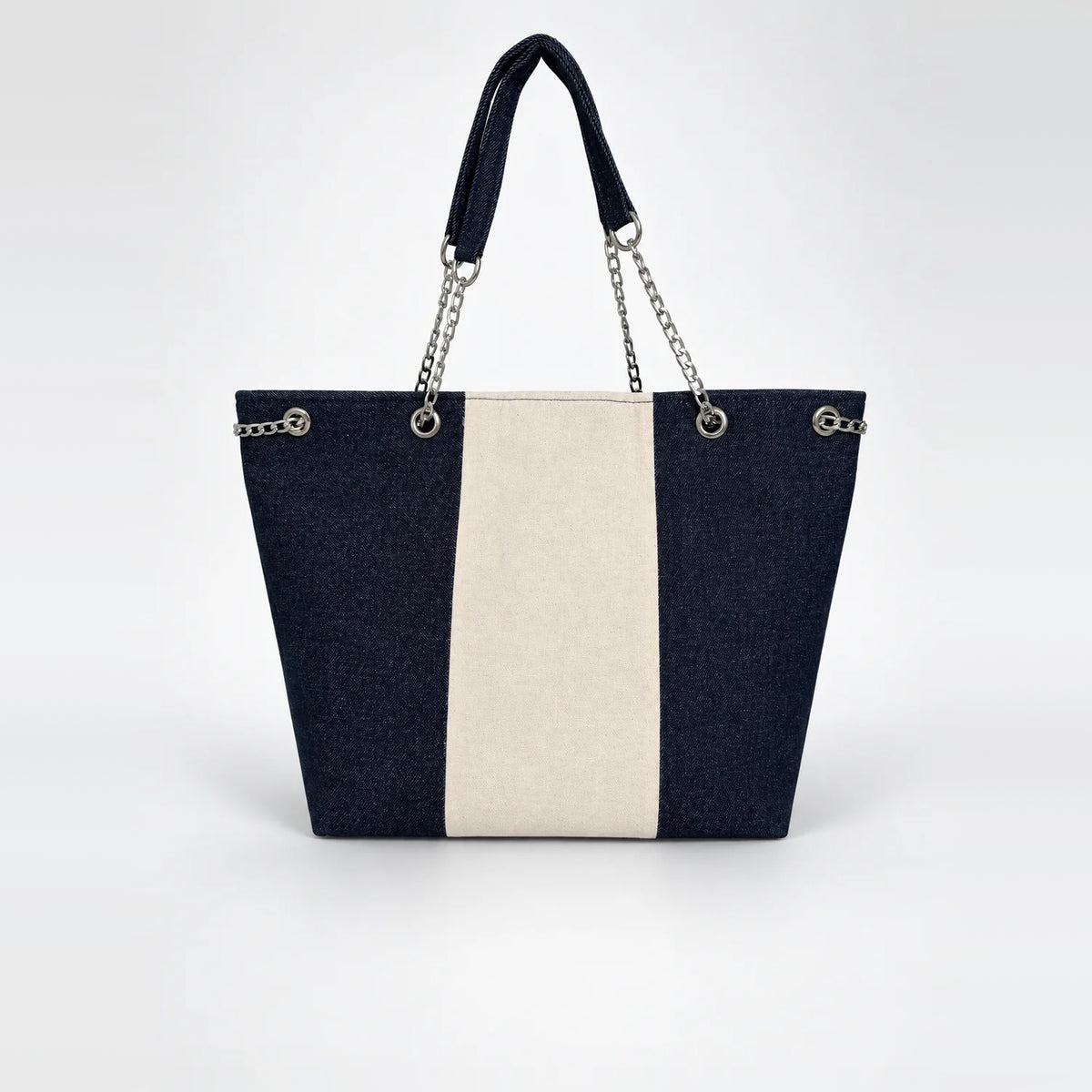 Azure Vertical Tote – upcycled denim bag, view 4 of 5