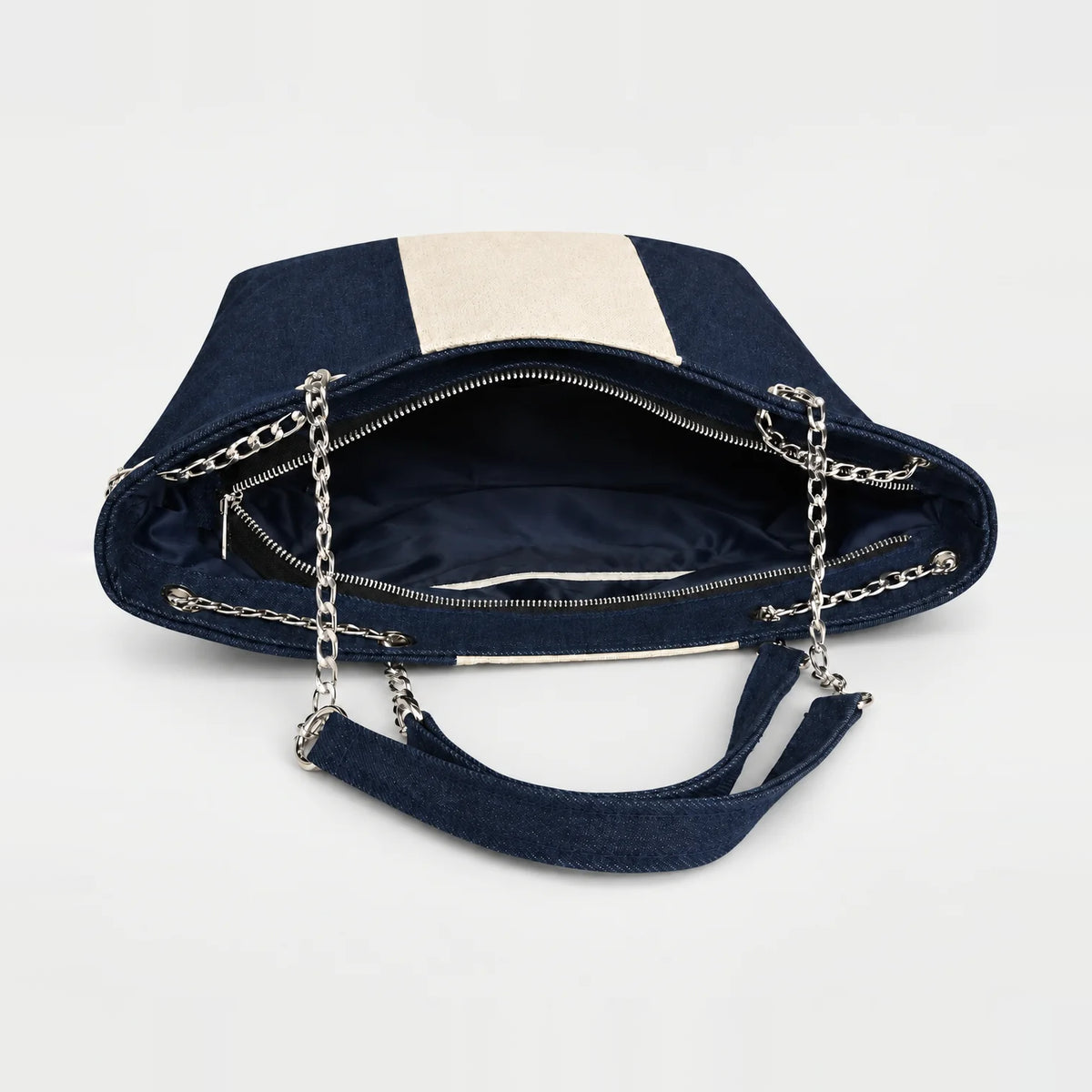 Azure Vertical Tote – upcycled denim bag, view 5 of 5