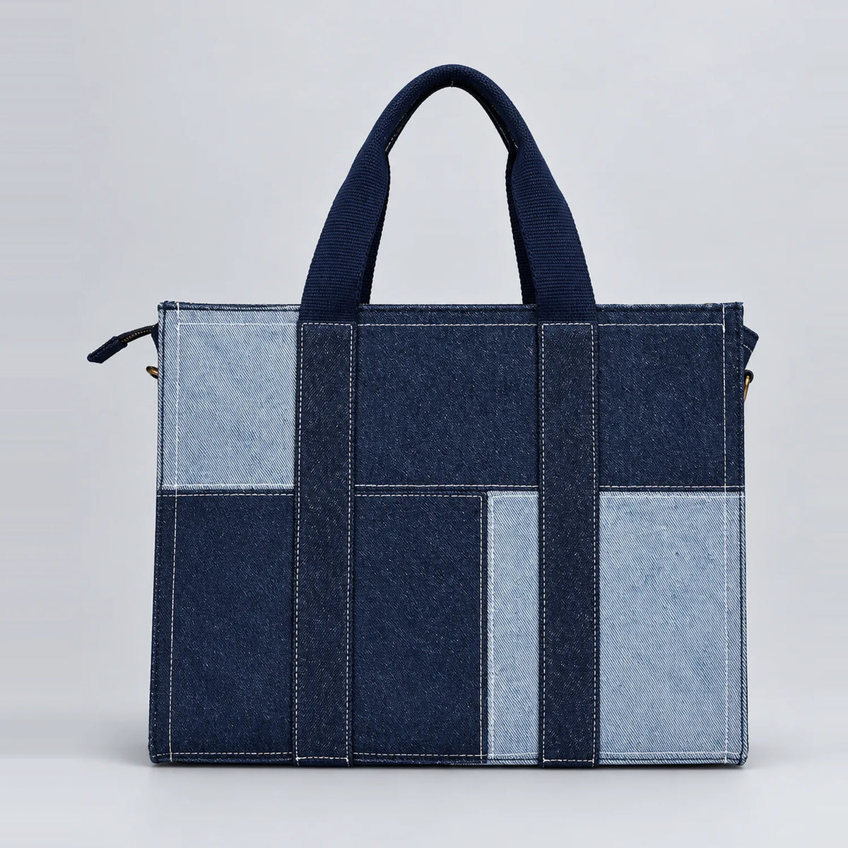 Denim Panel Tote, front