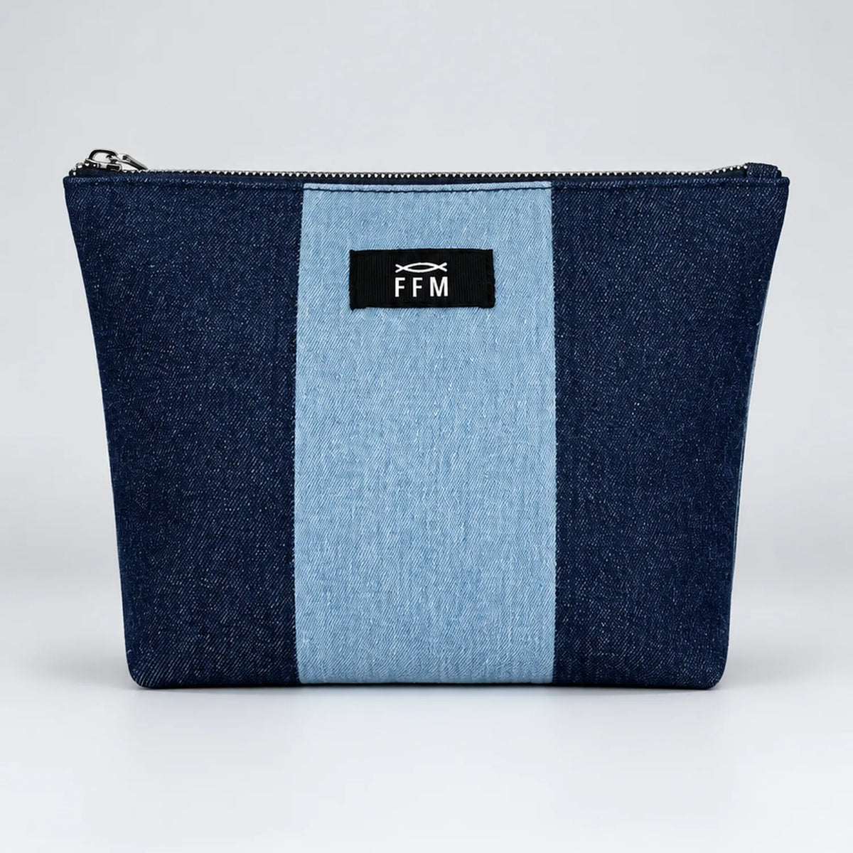 Duo Tassel denim pouch, front