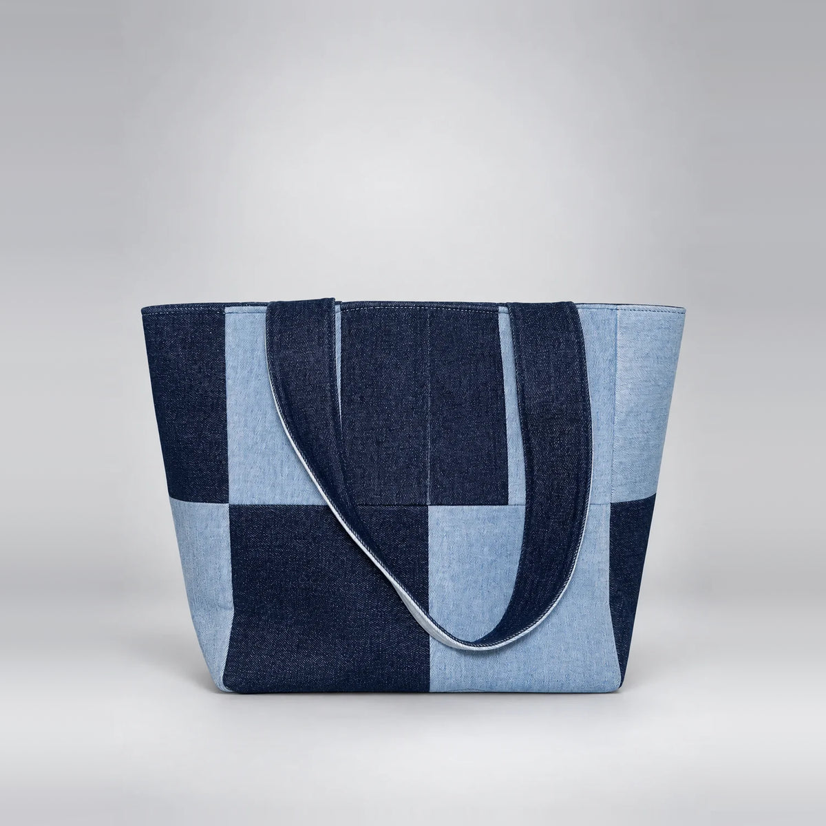 Inside Out Grid Tote – upcycled denim bag, view 4 of 5
