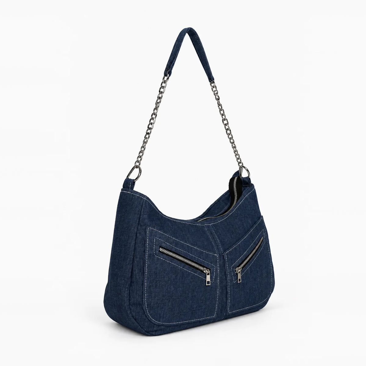Midnight-Arc Edge Handbag – upcycled denim bag, view 2 of 5