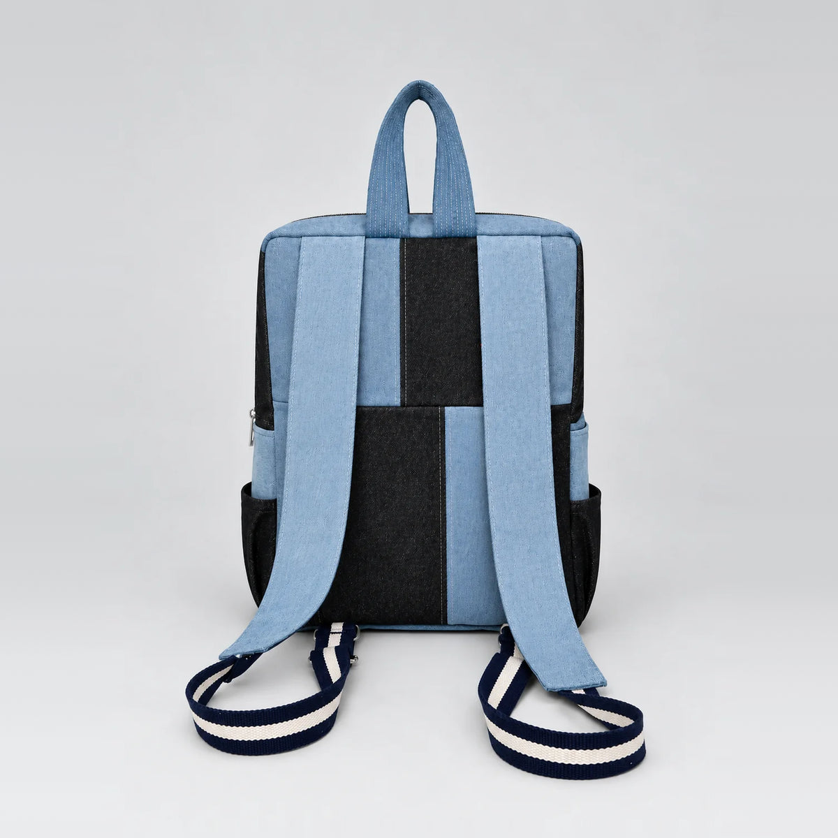 Mosaic Split Stride Backpack – upcycled denim bag, view 5 of 6