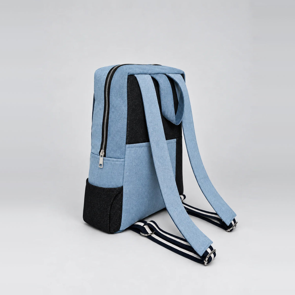 Mosaic Split Stride Backpack – upcycled denim bag, view 4 of 6