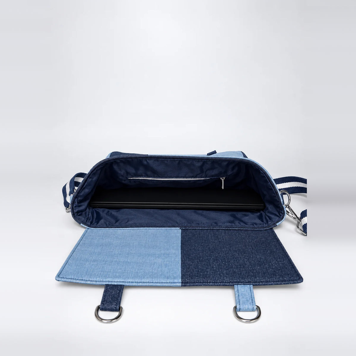 Reclaim Checkmate Laptop Bag – upcycled denim bag, view 5 of 5