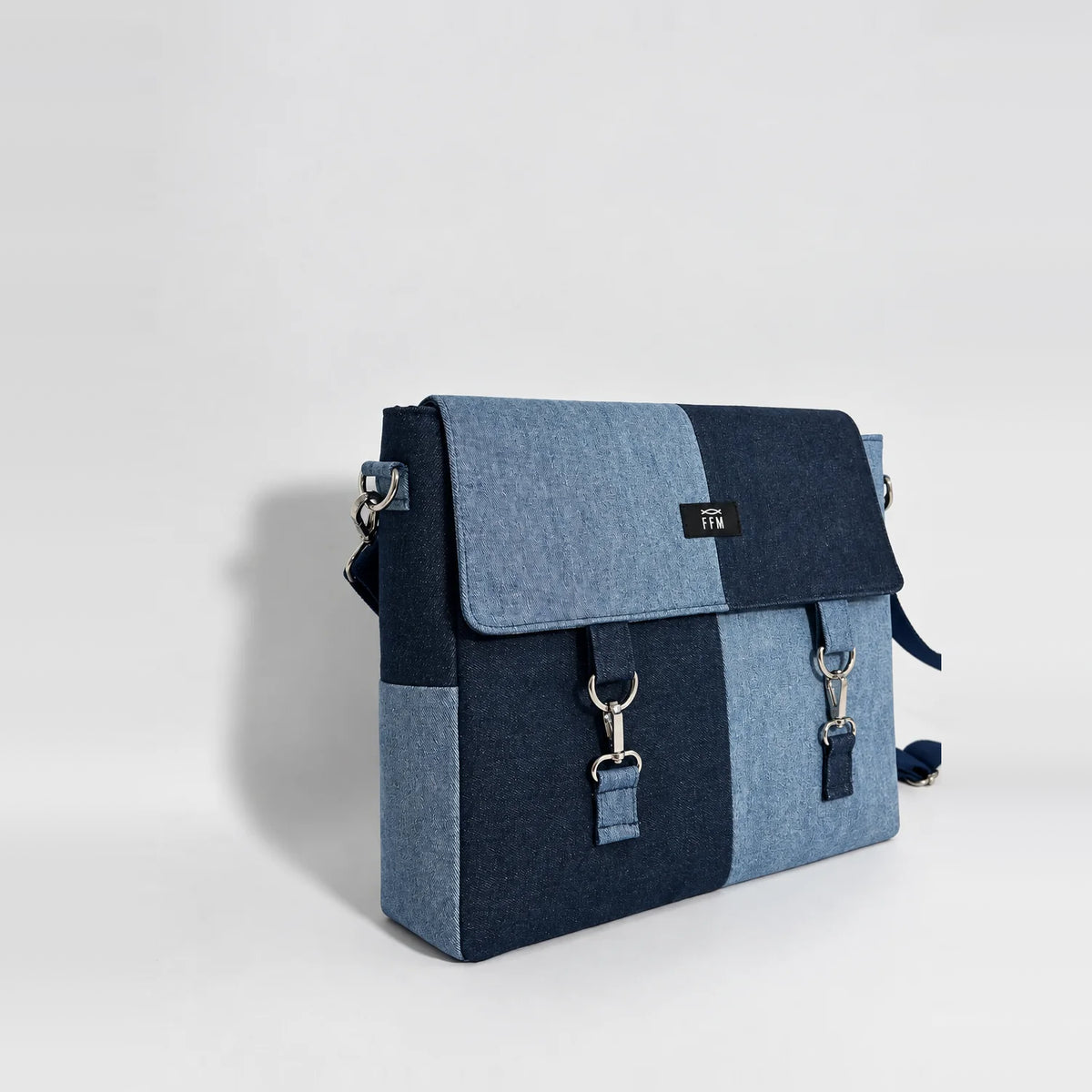 Reclaim Checkmate Laptop Bag – upcycled denim bag, view 2 of 5