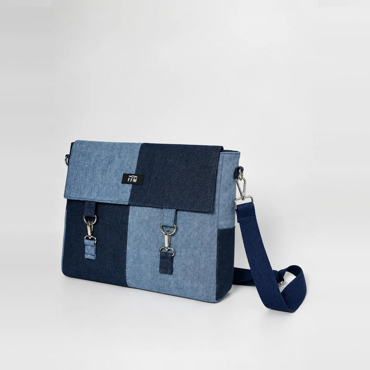 Reclaim Checkmate Laptop Bag – upcycled denim bag, view 3 of 5