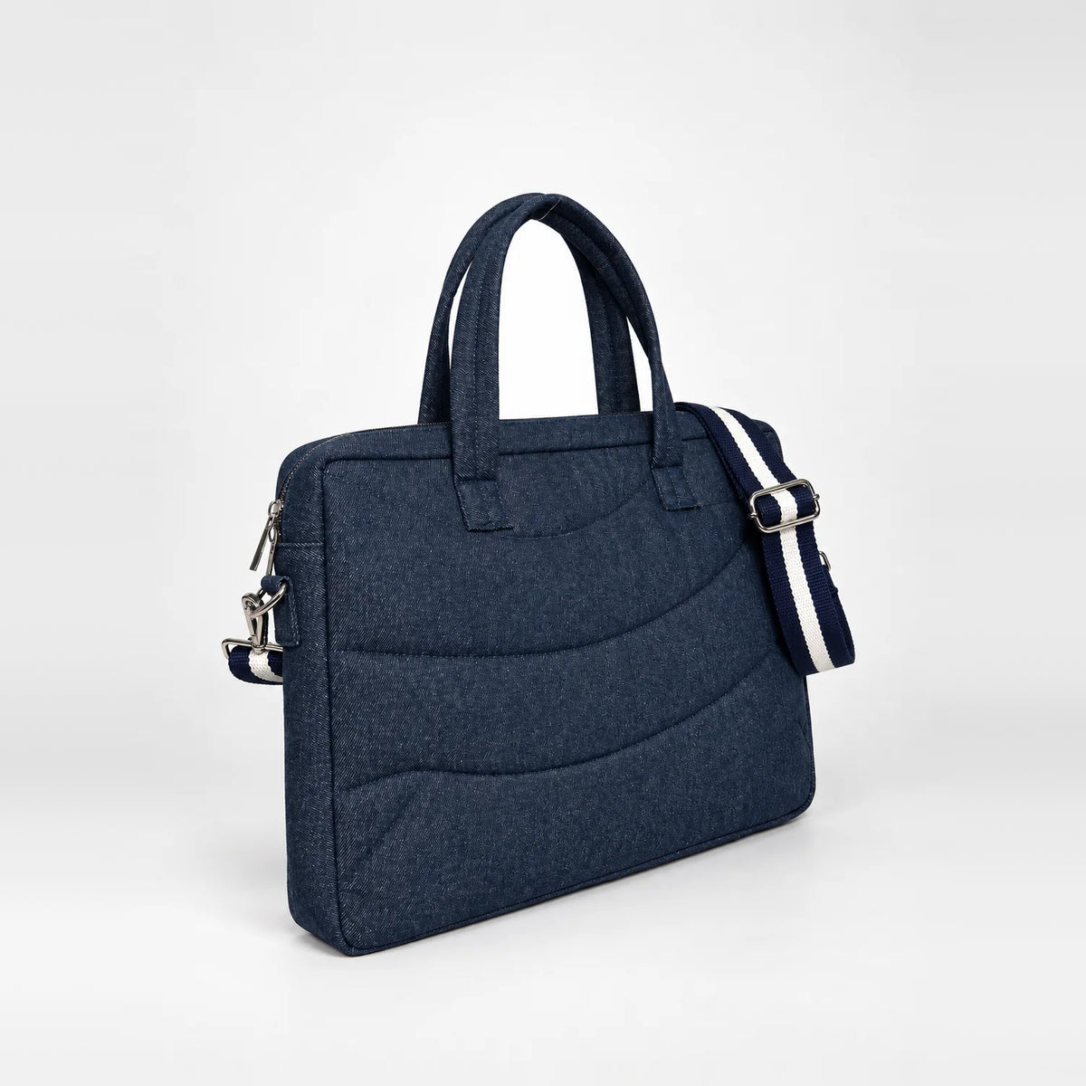 Reclaim Ripple Laptop Bag – upcycled denim bag, view 2 of 5