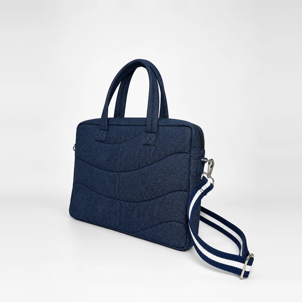 Reclaim Ripple Laptop Bag – upcycled denim bag, view 3 of 5