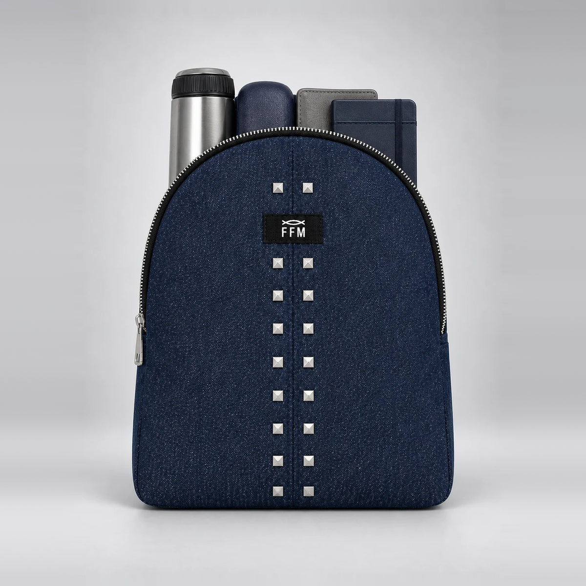 Rivet Stride Mini Backpack – upcycled denim bag, view 5 of 5
