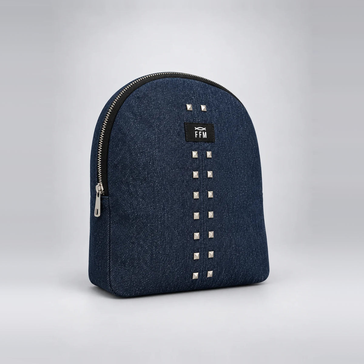 Rivet Stride Mini Backpack – upcycled denim bag, view 2 of 5