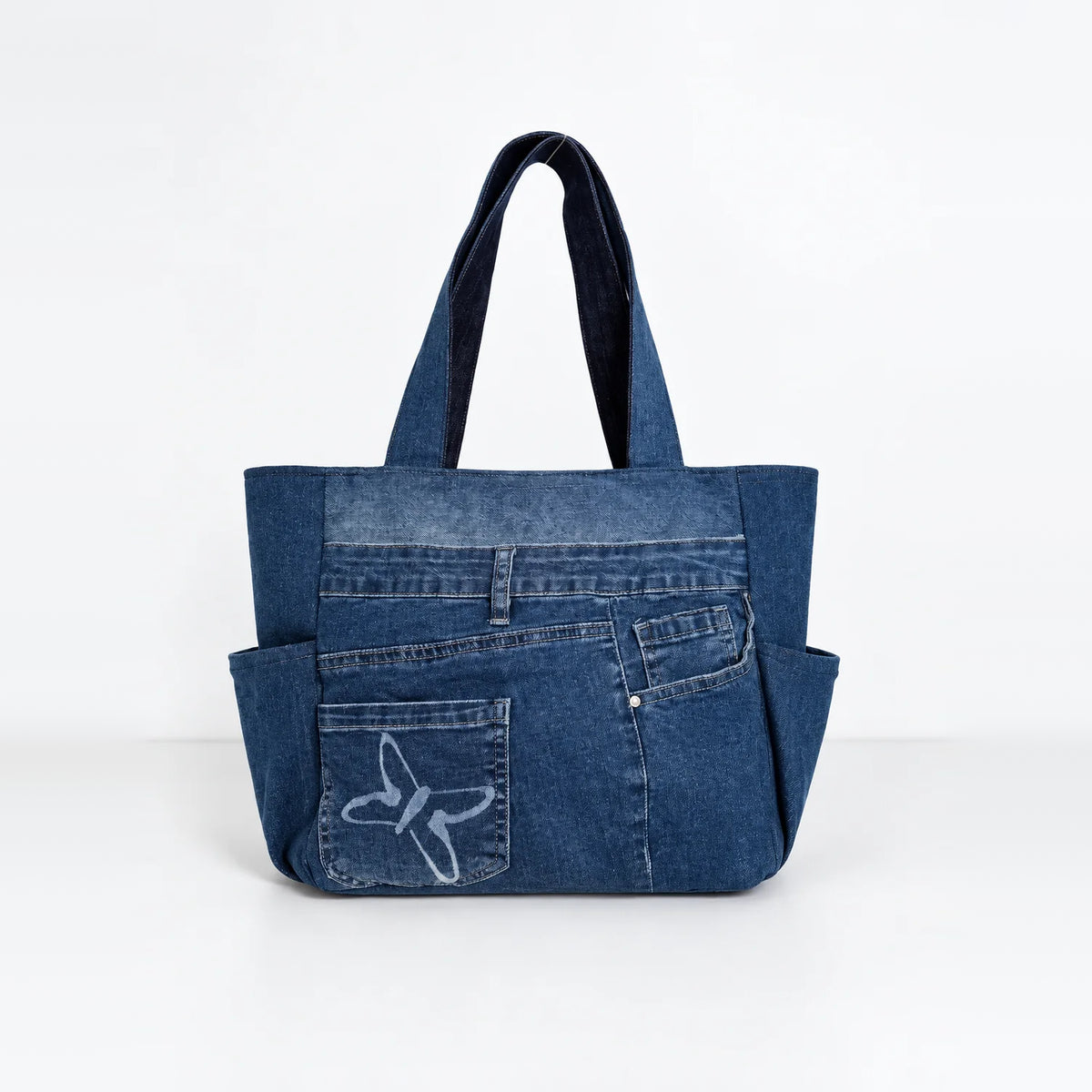 Seamline Meridian Tote – upcycled denim bag, view 4 of 9