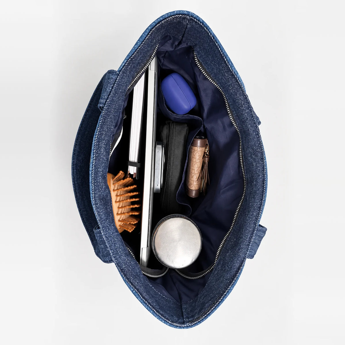 Seamline Meridian Tote – upcycled denim bag, view 5 of 9