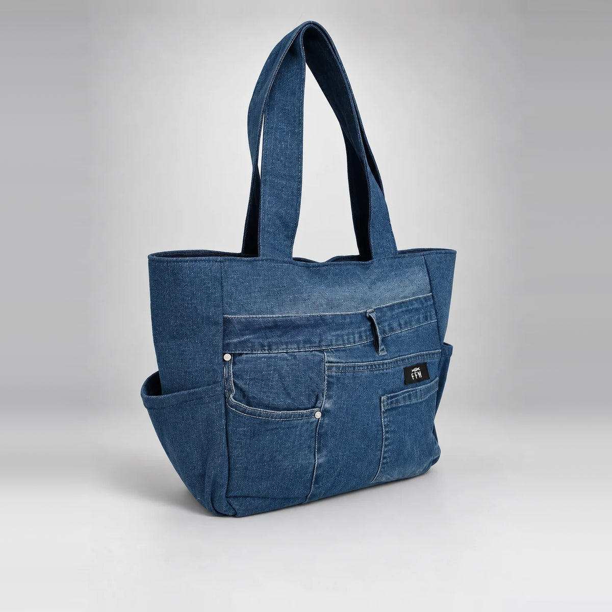 Seamline Meridian Tote – upcycled denim bag, view 2 of 9