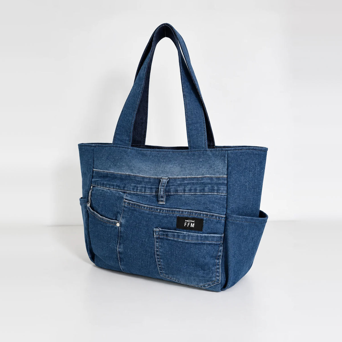 Seamline Meridian Tote – upcycled denim bag, view 3 of 9