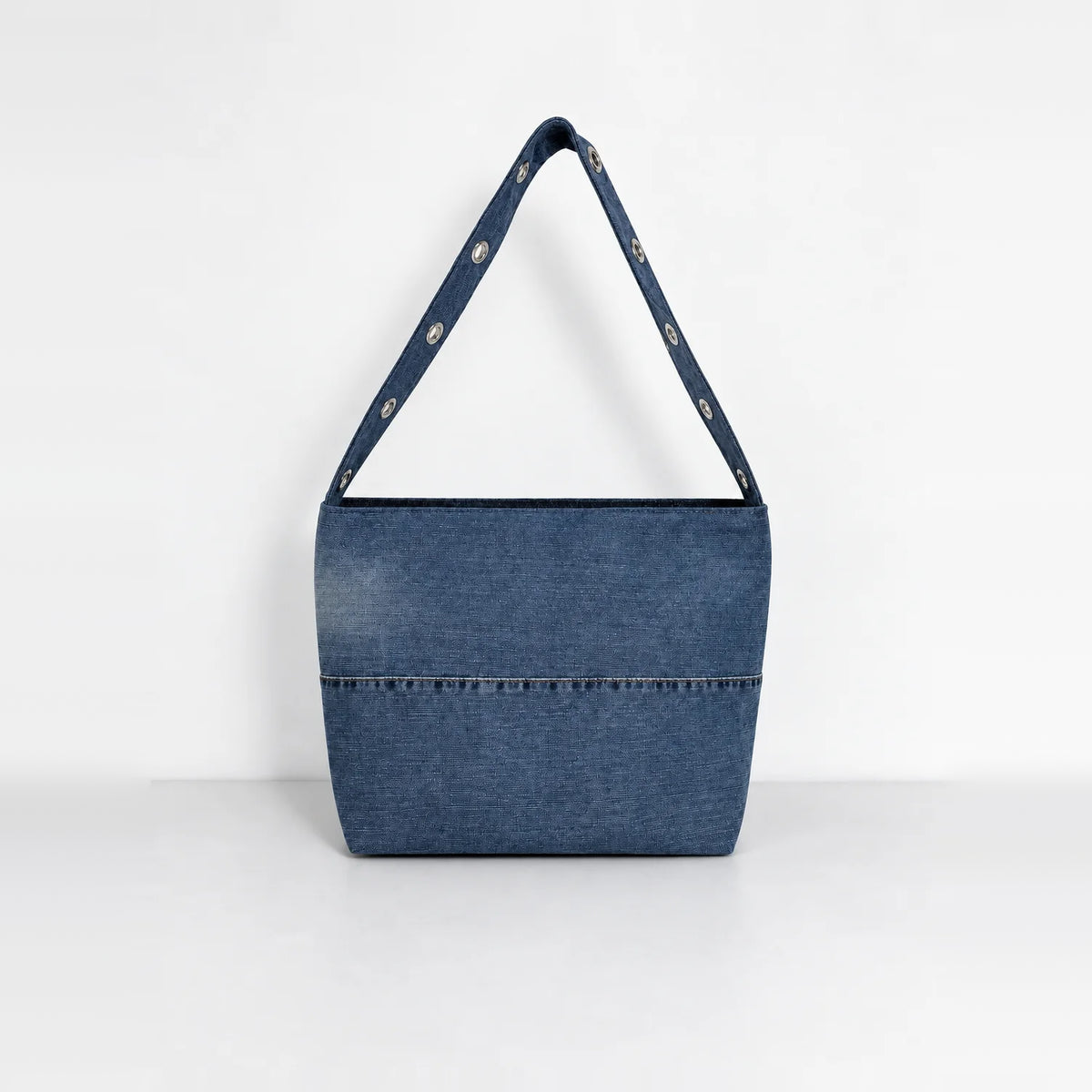 Strap Stud Tote – upcycled denim bag, view 4 of 5