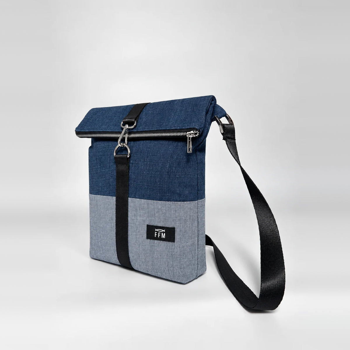 Terra Fold Messenger Sling – upcycled denim bag, view 3 of 7