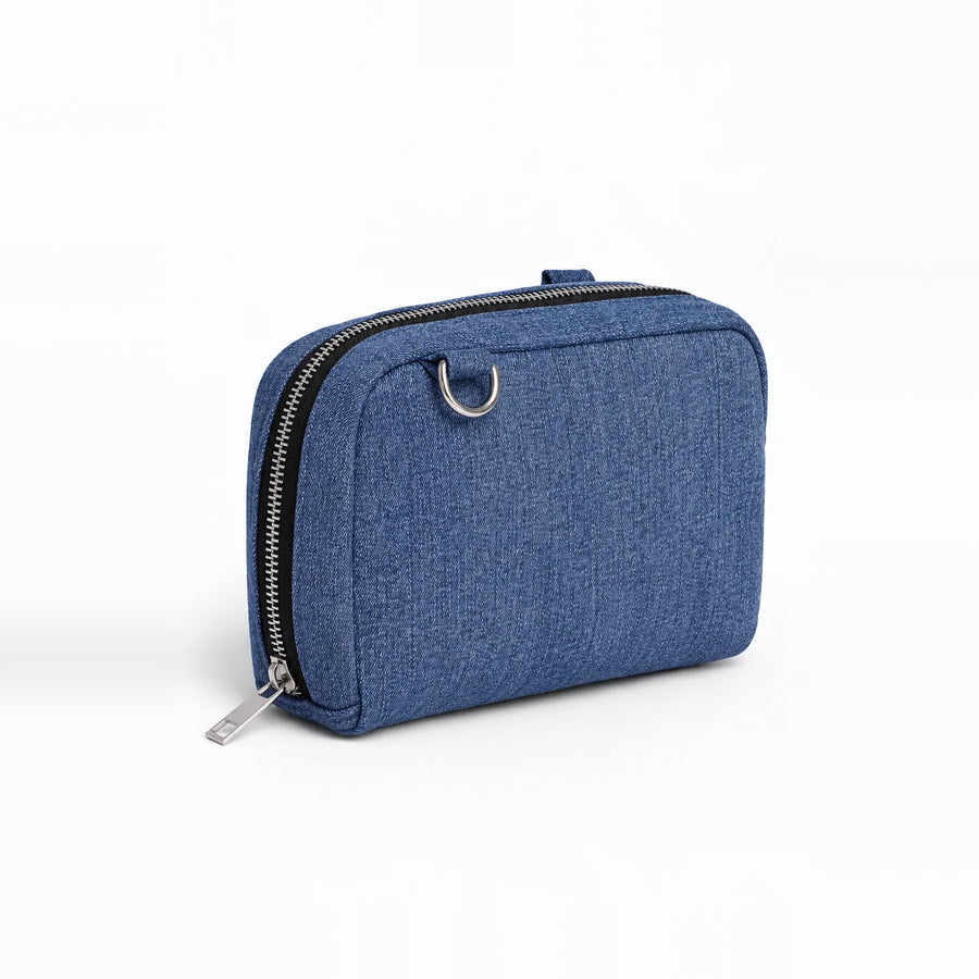 Terra Nomi Sling – upcycled denim bag, front view