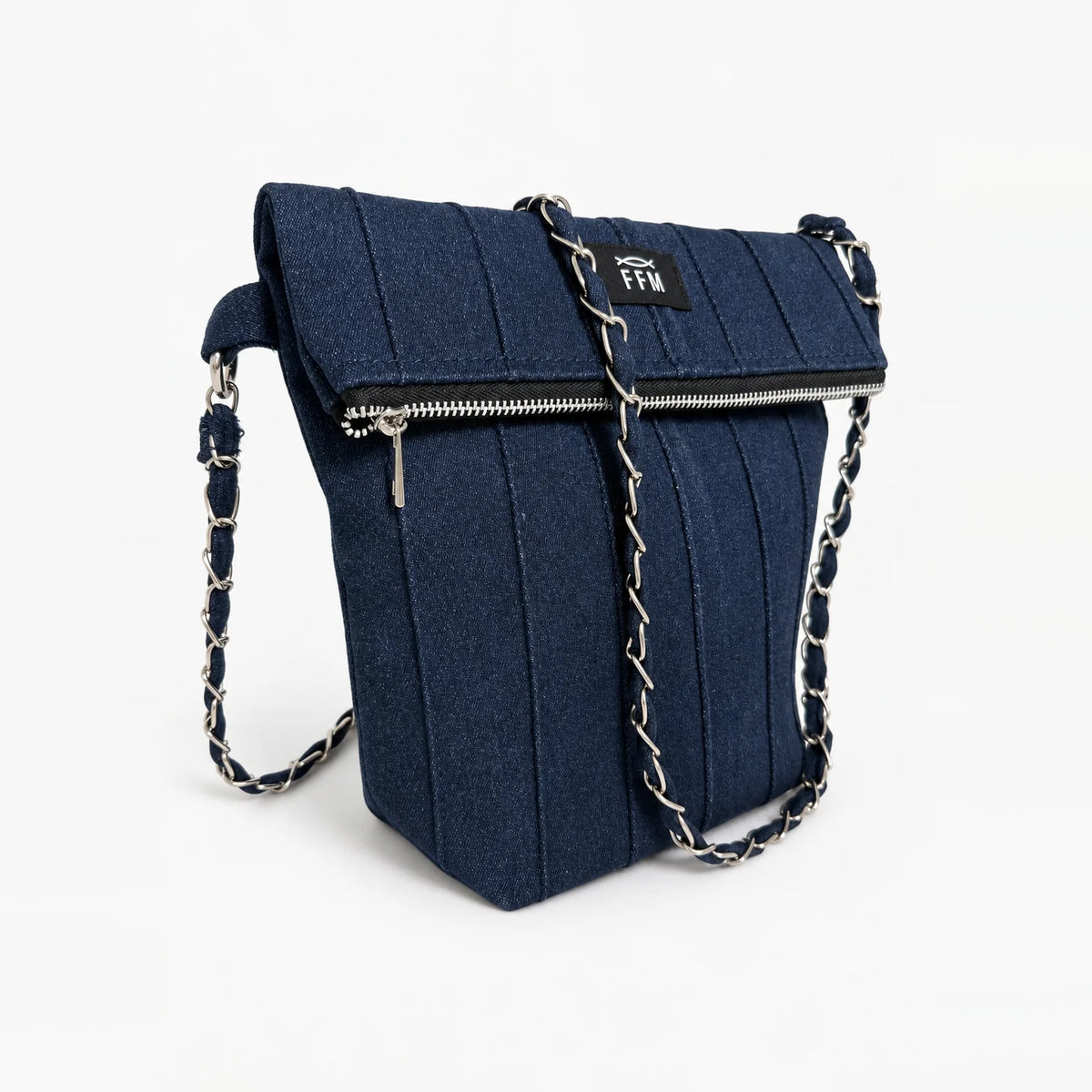 Terra Pleat Sling – upcycled denim bag, view 3 of 5